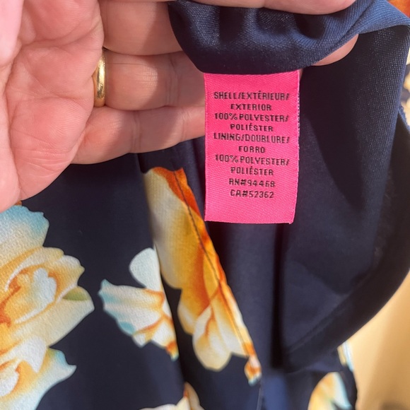 Betsey‎ Johnson Navy Floral Bell Sleeve Tie Neck Mini Dress Size 10 - Picture 4 of 10